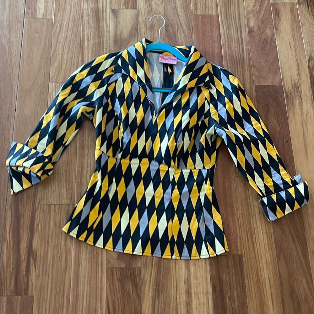 Harlequin 1950s Vintage Reproduction Top from Pinup Girl Couture Brand. XS